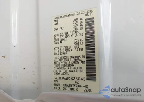 2023 Nissan Rogue S z USA, uszkodzony, nr VIN 5N1BT3AA8PC823045